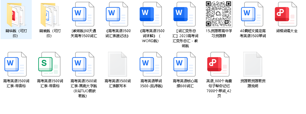 高中英语3500单词表文档汇总资料包