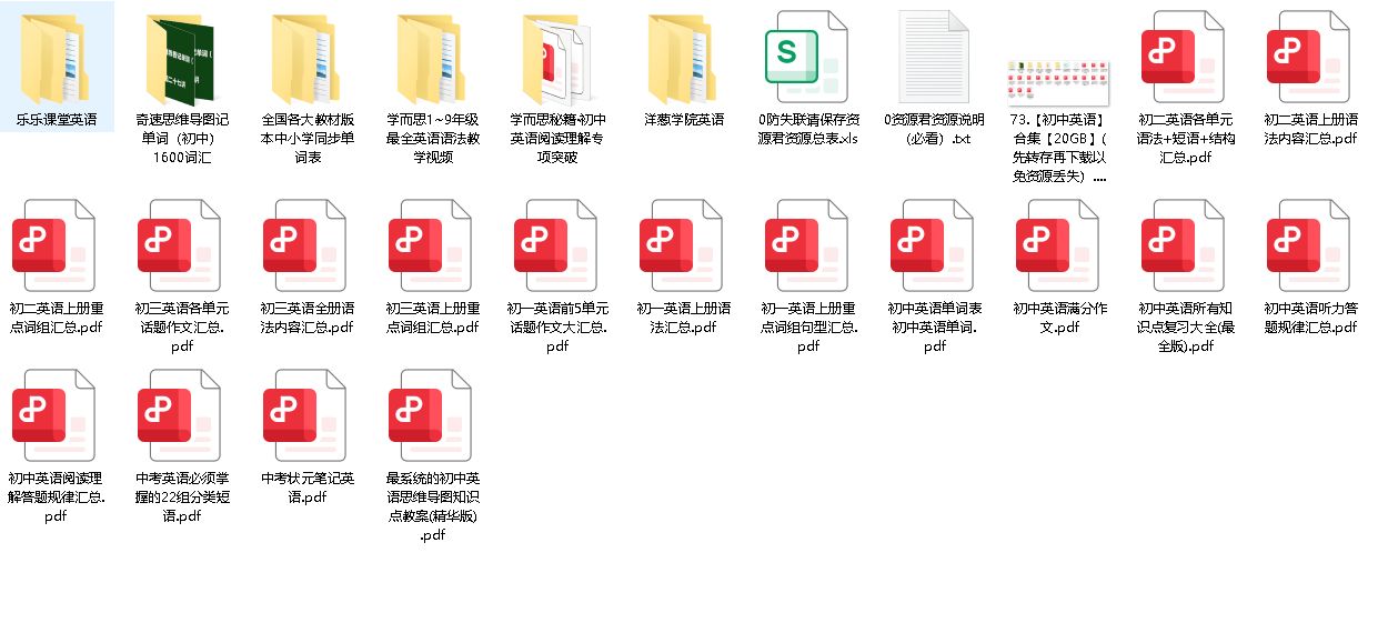 【初中英语】合集【20GB】(先转存再下载以免资源丢失）