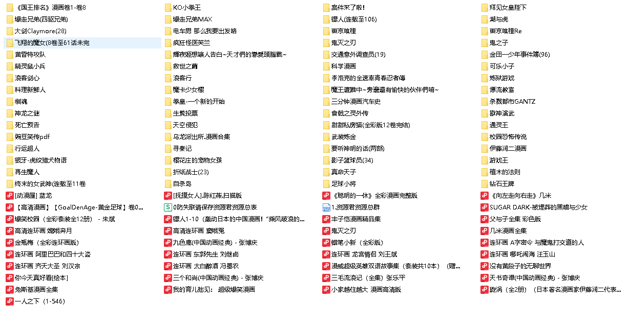 【漫画】合集 90G 鬼灭之刃 金瓶梅 蜡笔小新 一人之下 游戏王 伊藤润二···(先转存再下载以免资源丢失）