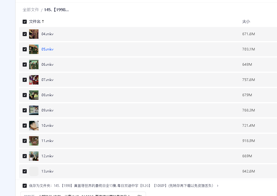 【1998】真盖塔世界的最终日全13集.粤日双语中字【9.2G】【1080P】(先转存再下载以免资源丢失）