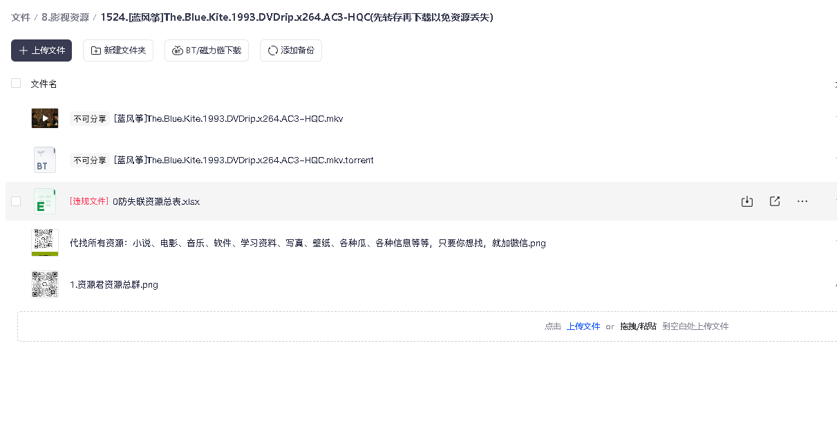 [蓝风筝]The.Blue.Kite.1993.DVDrip.x264.AC3-HQC(先转存再下载以免资源丢失）