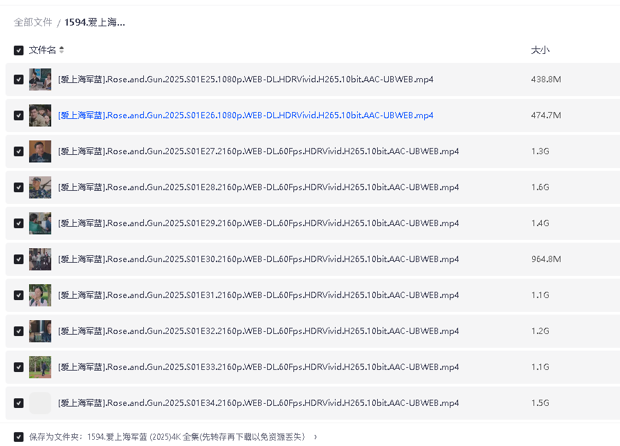 爱上海军蓝 (2025)4K 全集(先转存再下载以免资源丢失）