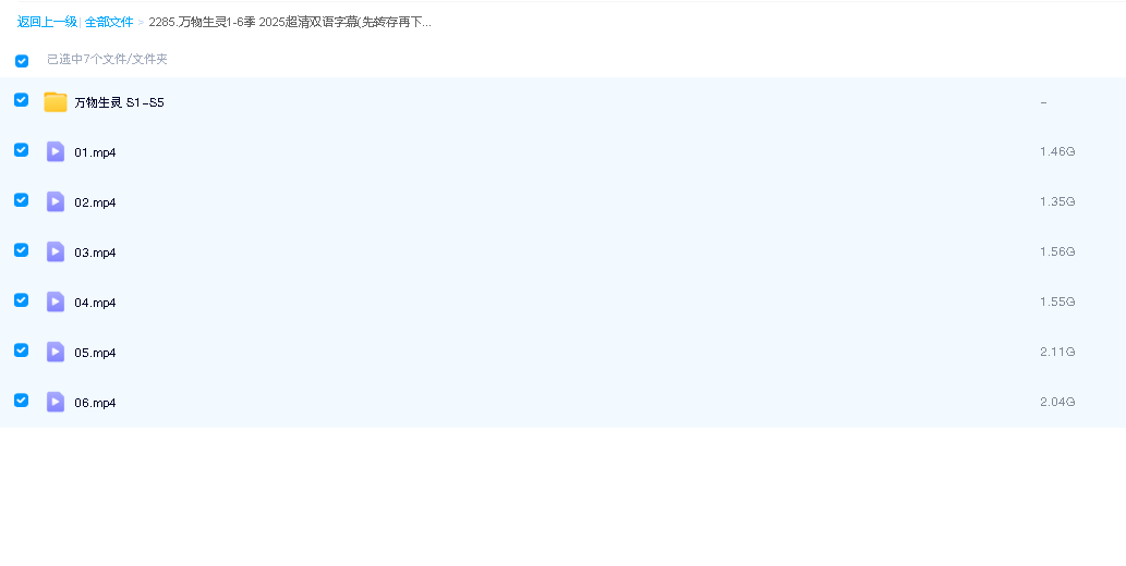 万物生灵1-6季 2025超清双语字幕(先转存再下载以免资源丢失）