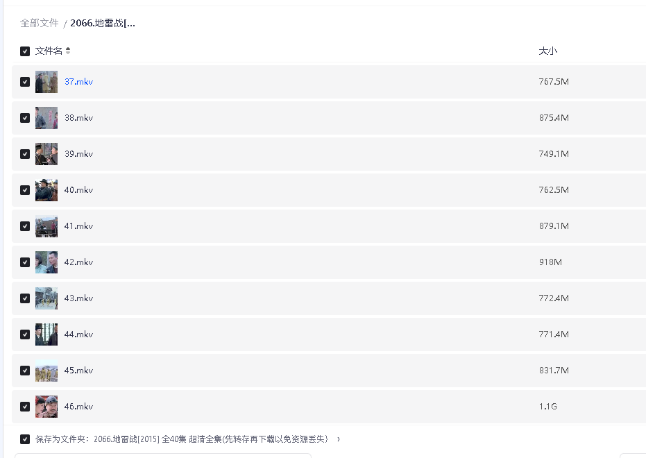 地雷战[2015] 全40集 超清全集(先转存再下载以免资源丢失）